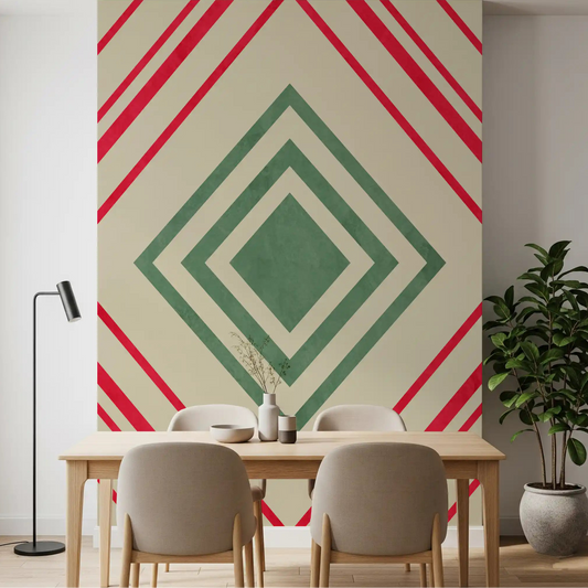 Diamond geometric lines wall mural styling a dining room GD11078