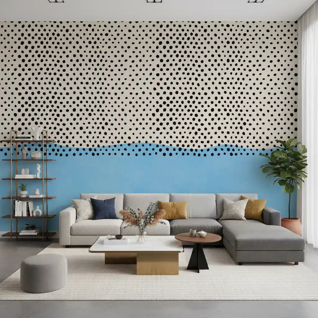 Dotted Horizon coastal wall mural spanning a living room feature space GD11089
