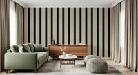 Listras verticais minimalistas em preto e bege Wall Mural