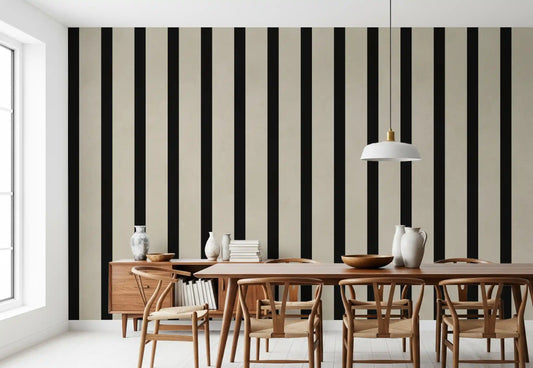Minimalistische vertikale Streifen in Schwarz und Beige Wandbild