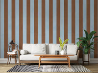 Wandbild mit himmelblauen und erdigen braunen Streifen
