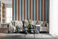 Wandbild mit himmelblauen und erdigen braunen Streifen