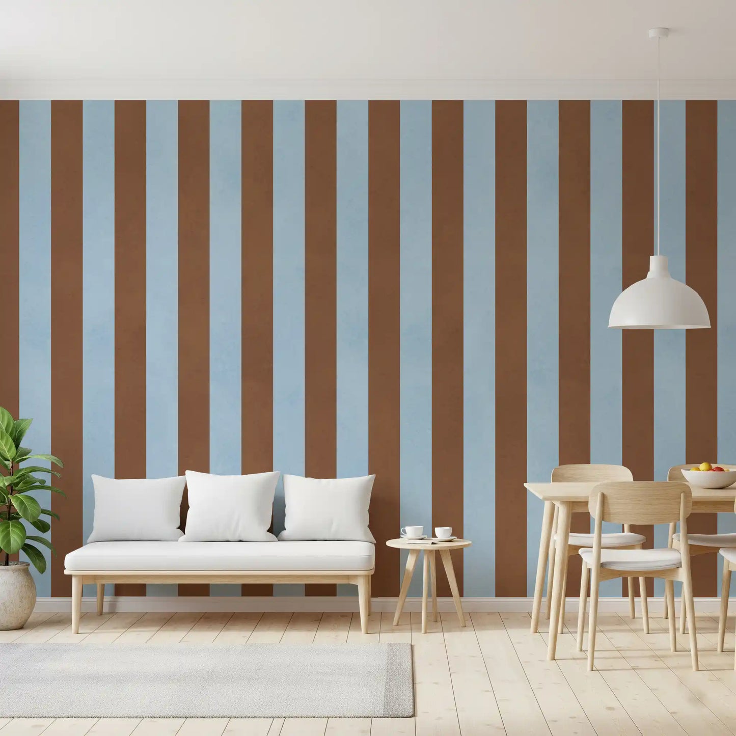 Wandbild mit himmelblauen und erdigen braunen Streifen