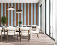 Wandbild mit himmelblauen und erdigen braunen Streifen