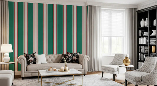 Klassisches Wandbild mit Smaragdgrünem Streifenmuster