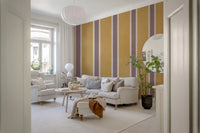 Vertikal gestreiftes Muster in goldenem Ocker Wandbild