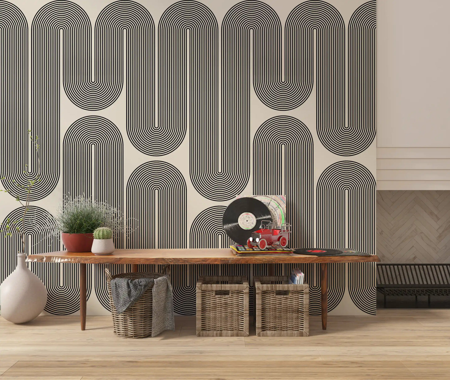 Monochromatische geometrische Wellen Wandbild
