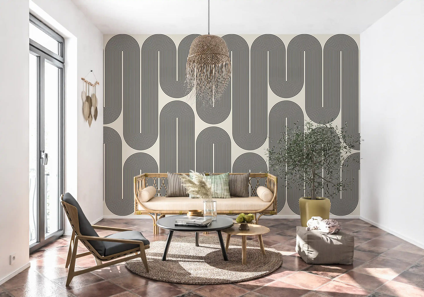 Monochromatische geometrische Wellen Wandbild