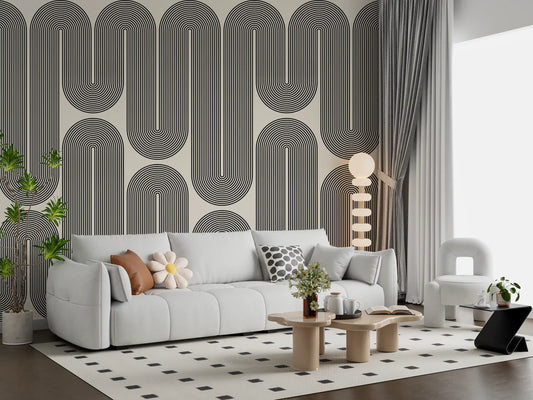 Monochromatische geometrische Wellen Wandbild