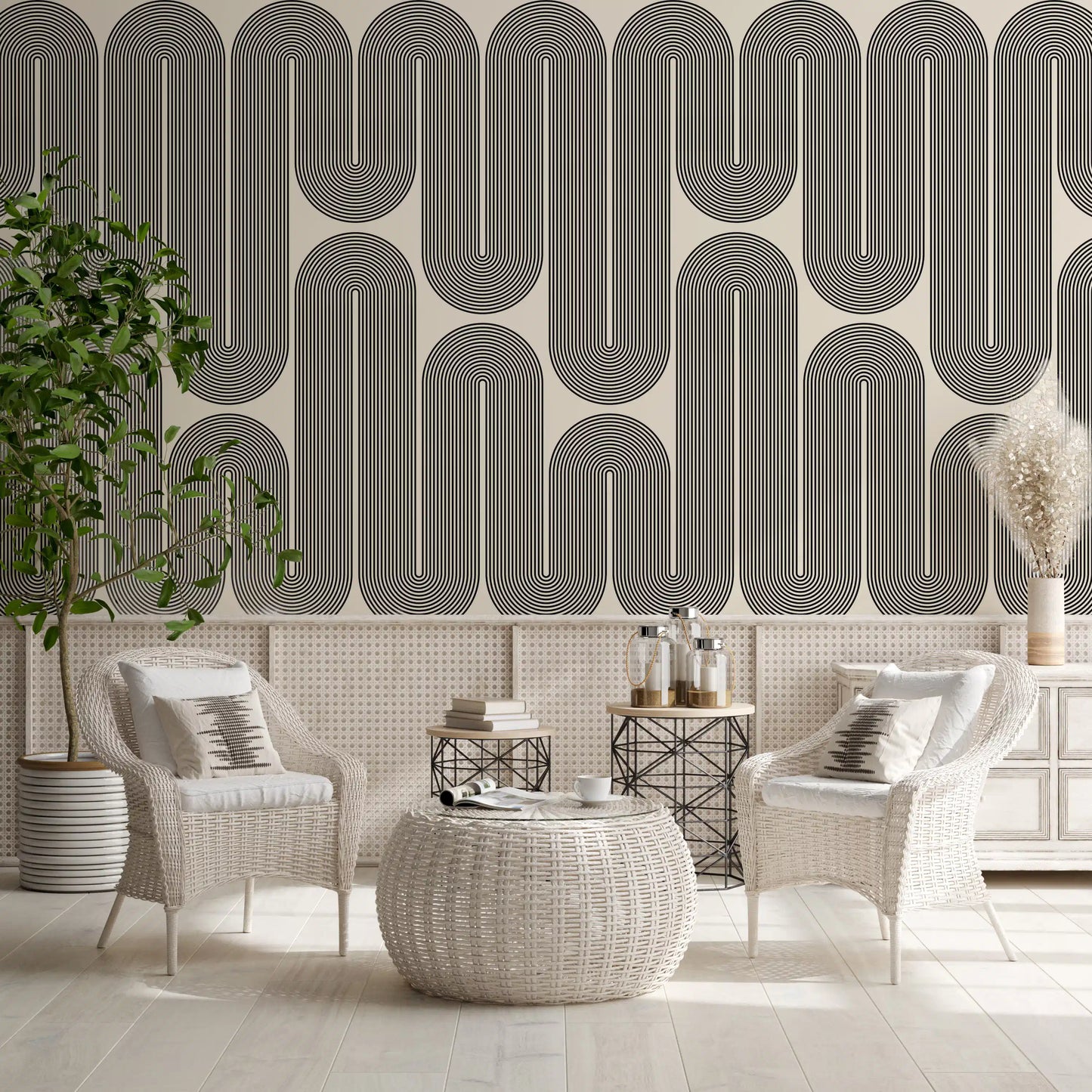 Monochromatische geometrische Wellen Wandbild