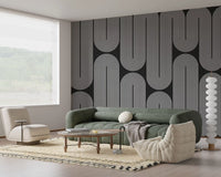 Minimalistische Wellenbögen in Monochrom Wandbild