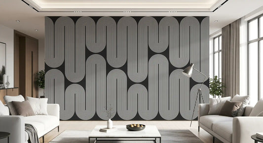 Minimalistische Wellenbögen in Monochrom Wandbild