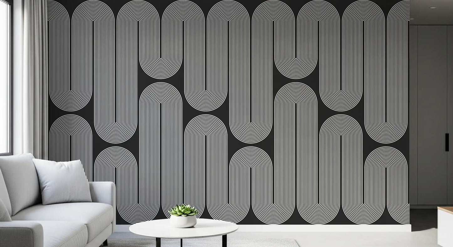 Minimalistische Wellenbögen in Monochrom Wandbild