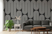 Minimalistische Wellenbögen in Monochrom Wandbild