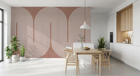 Minimalistisches Muster mit wellenförmigen Linien in Terrakotta Wandbild