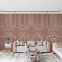 Motiv mit gebogenem Linienmuster in Terrakotta Wandbild