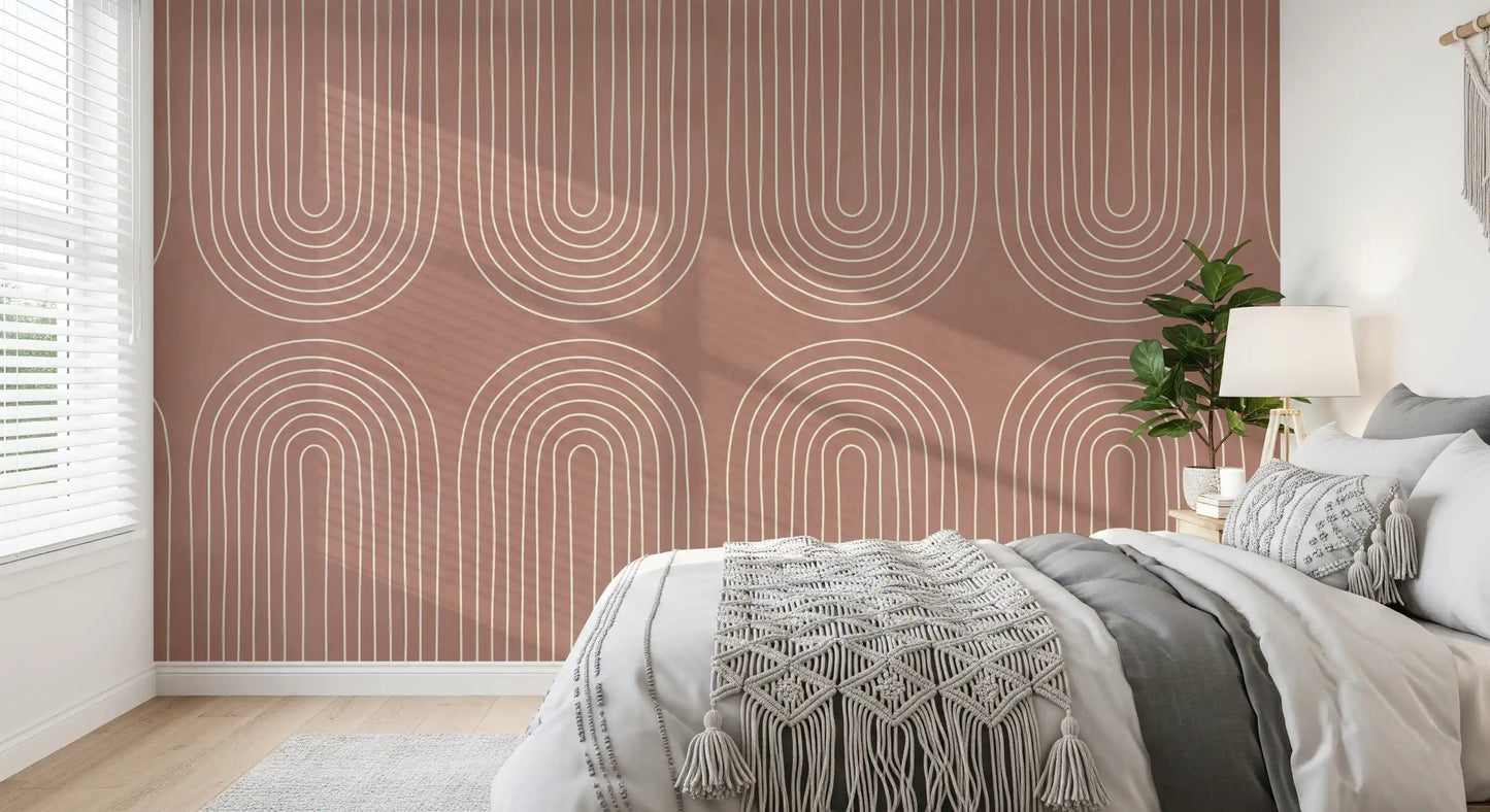 Motiv mit gebogenem Linienmuster in Terrakotta Wandbild
