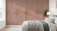 Motiv mit gebogenem Linienmuster in Terrakotta Wandbild