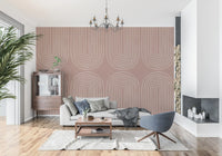 Motiv mit gebogenem Linienmuster in Terrakotta Wandbild