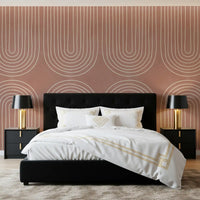 Motiv mit gebogenem Linienmuster in Terrakotta Wandbild