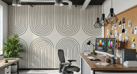 Minimalistisches lineares Kunstmuster als Wandbild in Bogenform