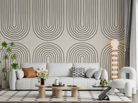 Minimalistisches lineares Kunstmuster als Wandbild in Bogenform