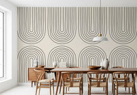 Minimalistisches lineares Kunstmuster als Wandbild in Bogenform