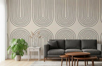 Minimalistisches lineares Kunstmuster als Wandbild in Bogenform