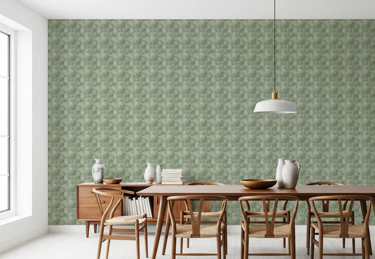 Carreaux style Zellige - Papier peint Céladon⁠