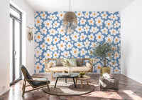 Murale da parete Retro Daisy Bloom Blu