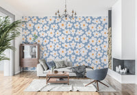 Murale da parete Retro Daisy Bloom Blu