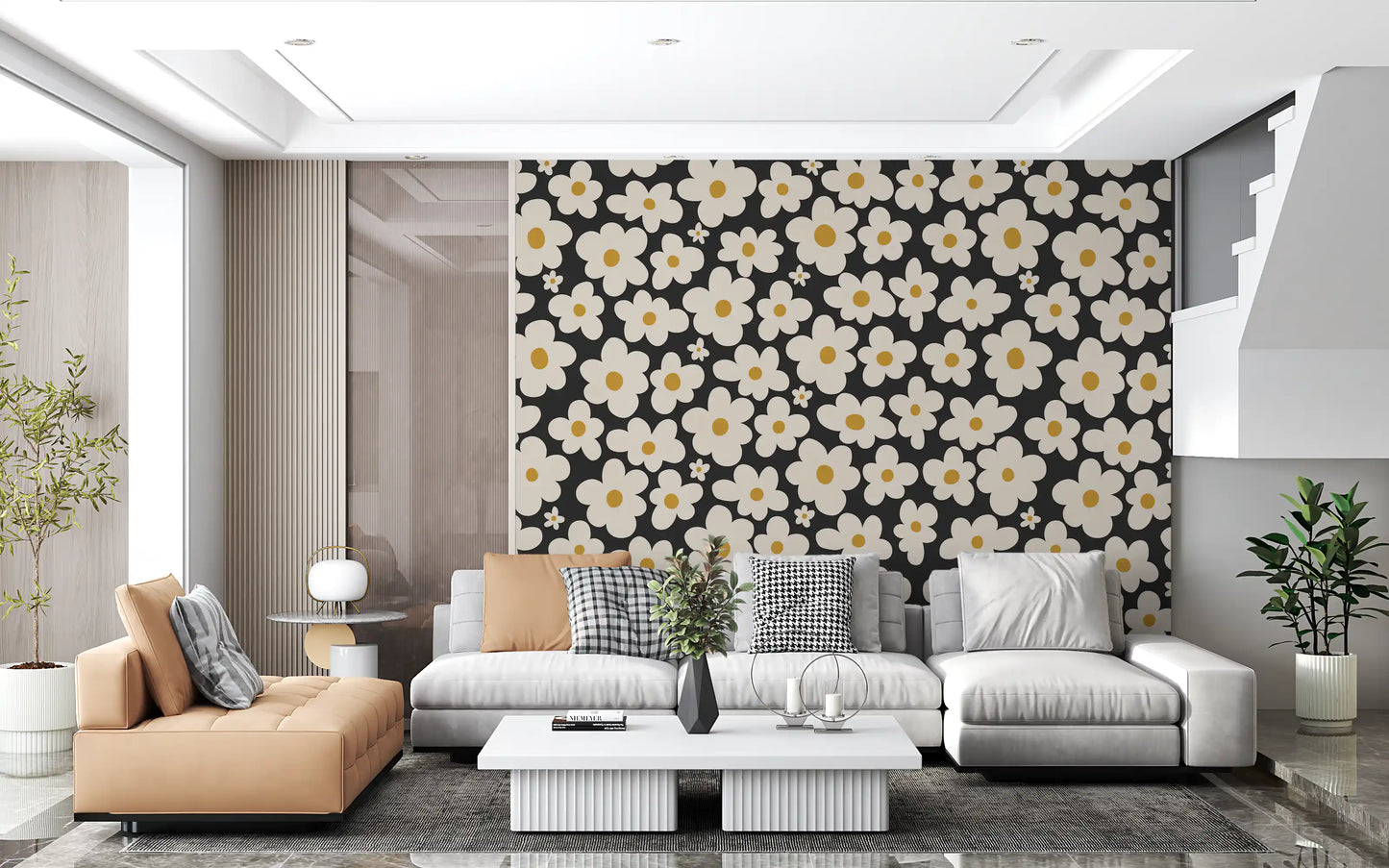 Retro-Blumenmuster Wandbild
