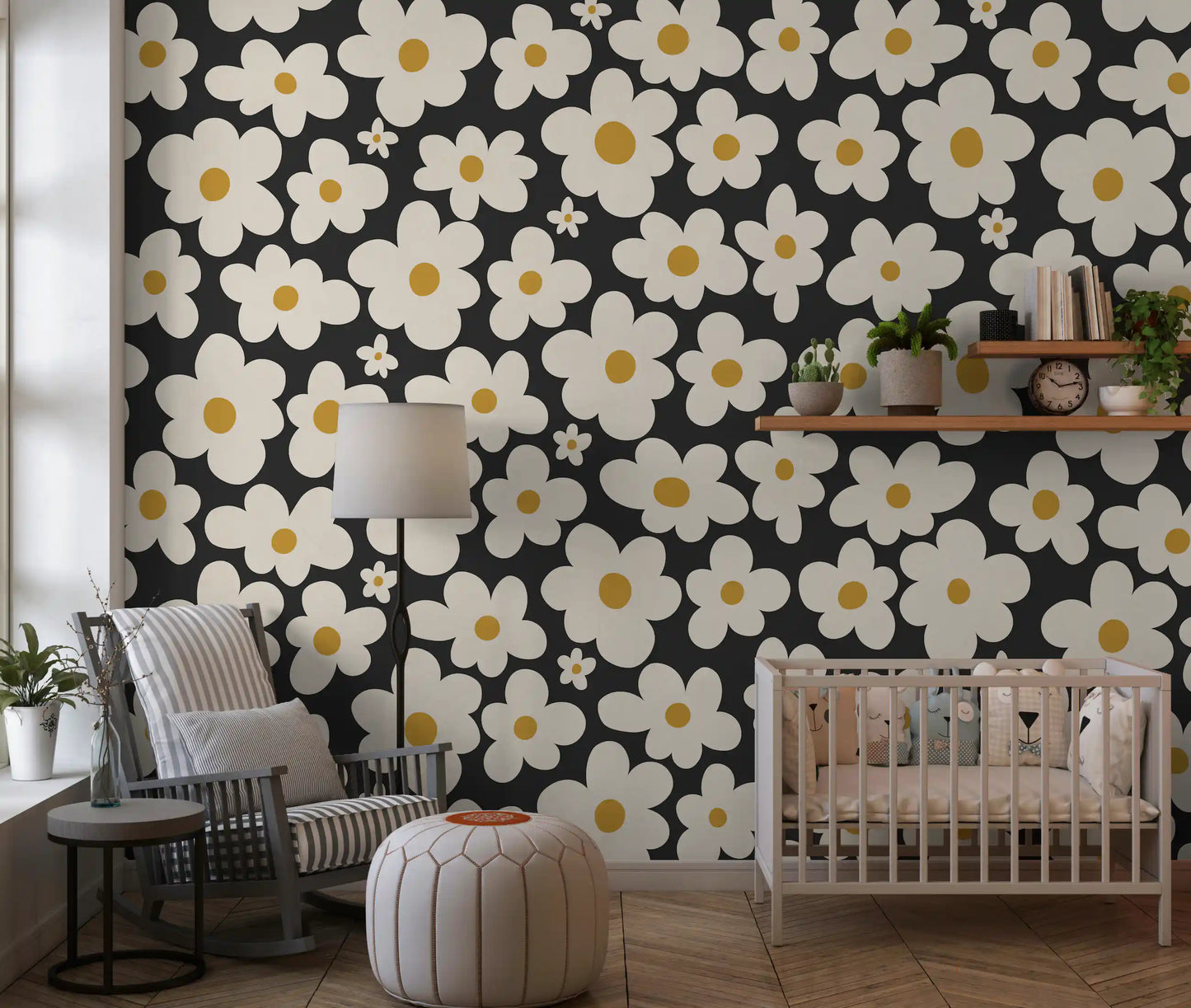 Retro-Blumenmuster Wandbild
