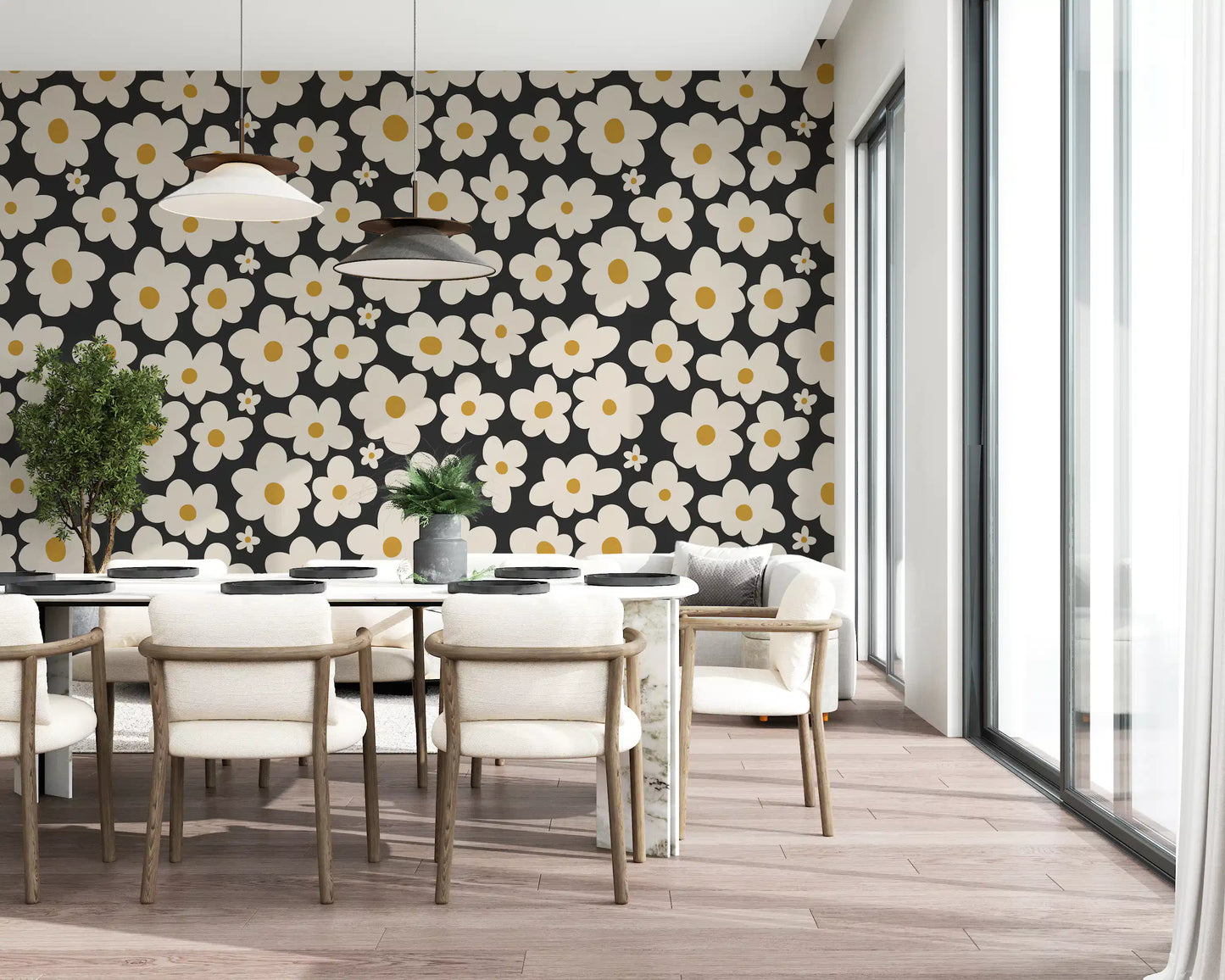 Retro-Blumenmuster Wandbild