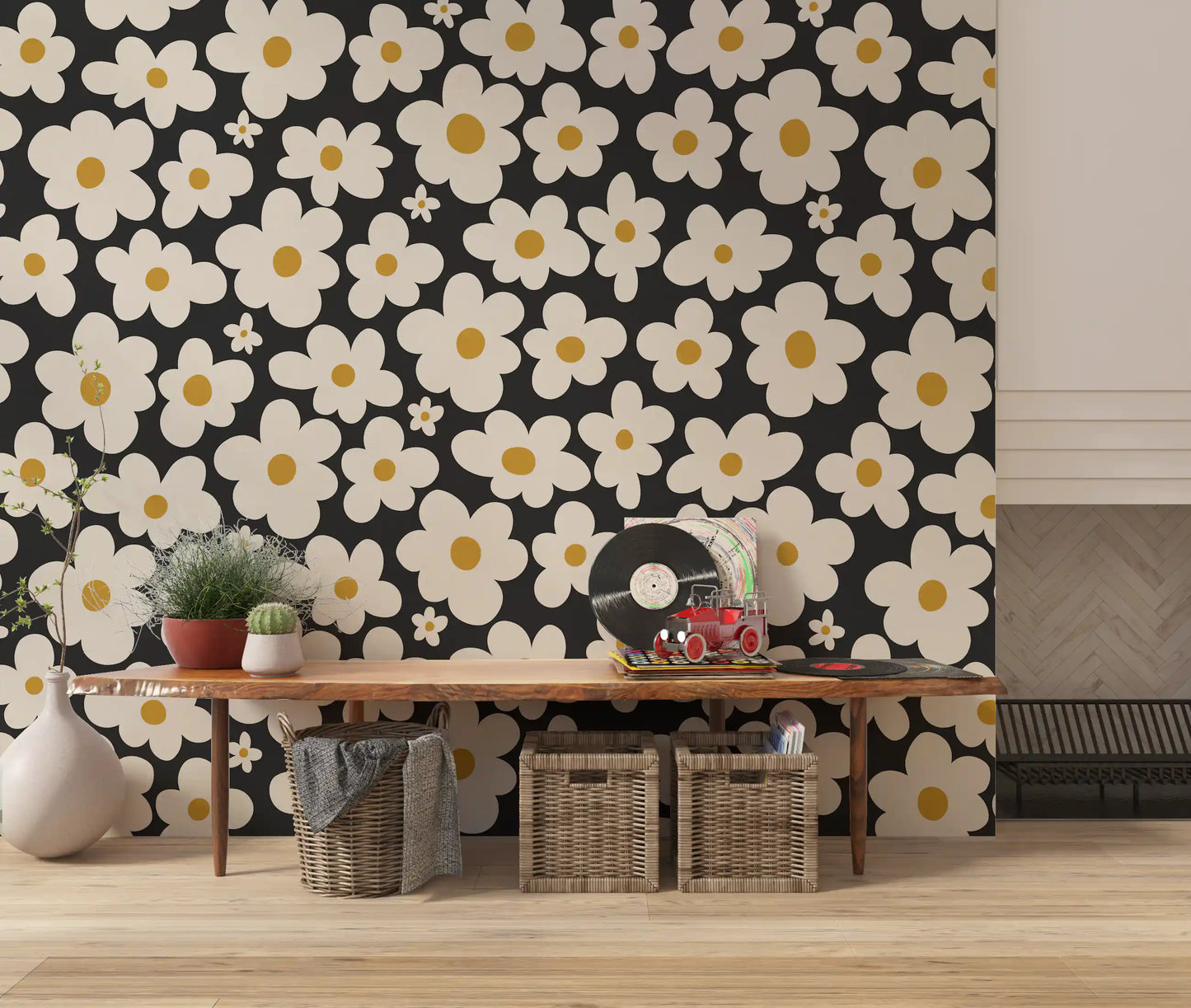 Retro-Blumenmuster Wandbild