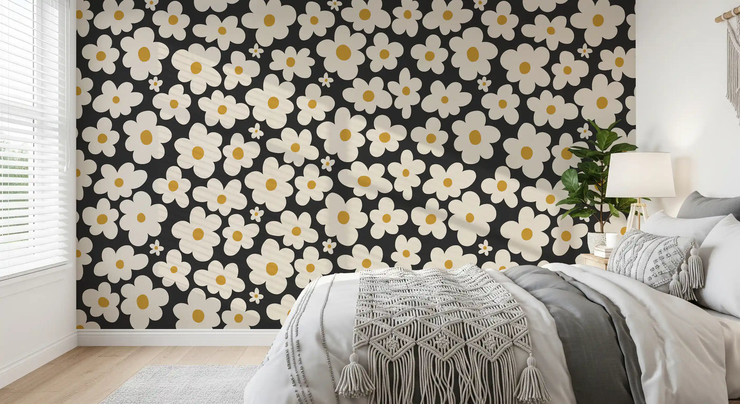 Retro-Blumenmuster Wandbild