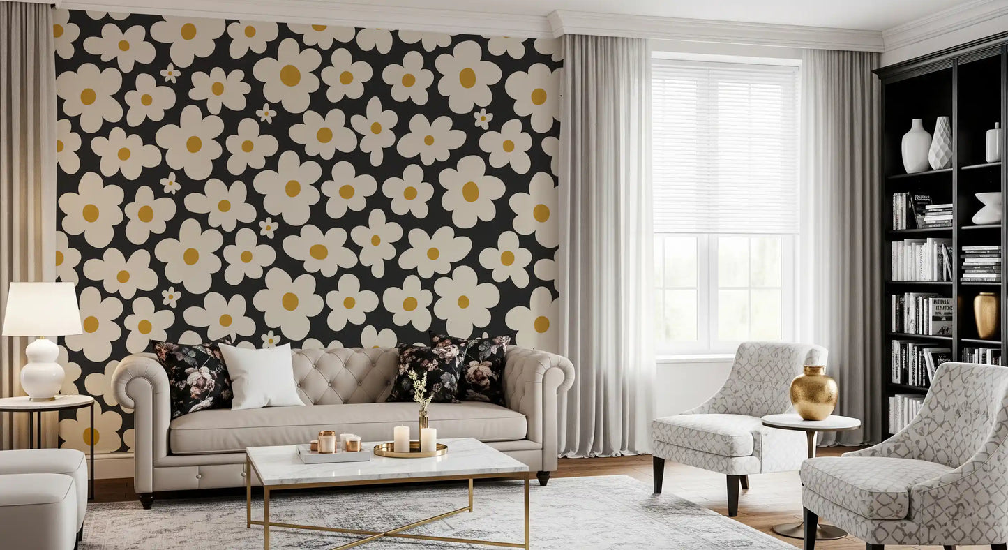 Retro-Blumenmuster Wandbild