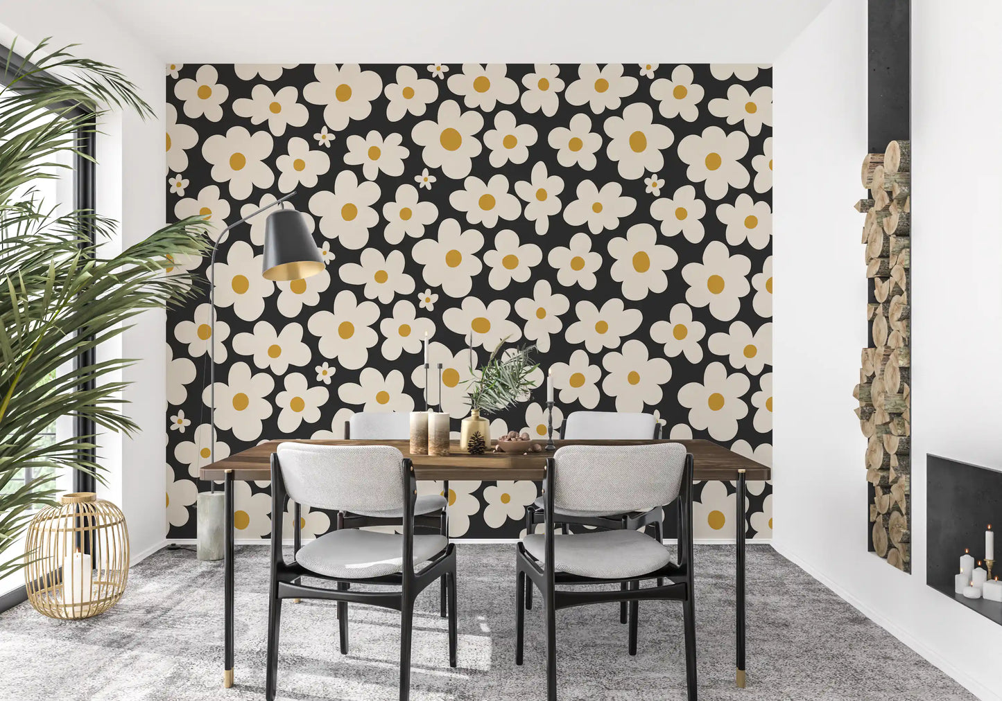 Retro-Blumenmuster Wandbild