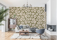 Retro Daisy Meadow in Salbei und Creme Wandbild