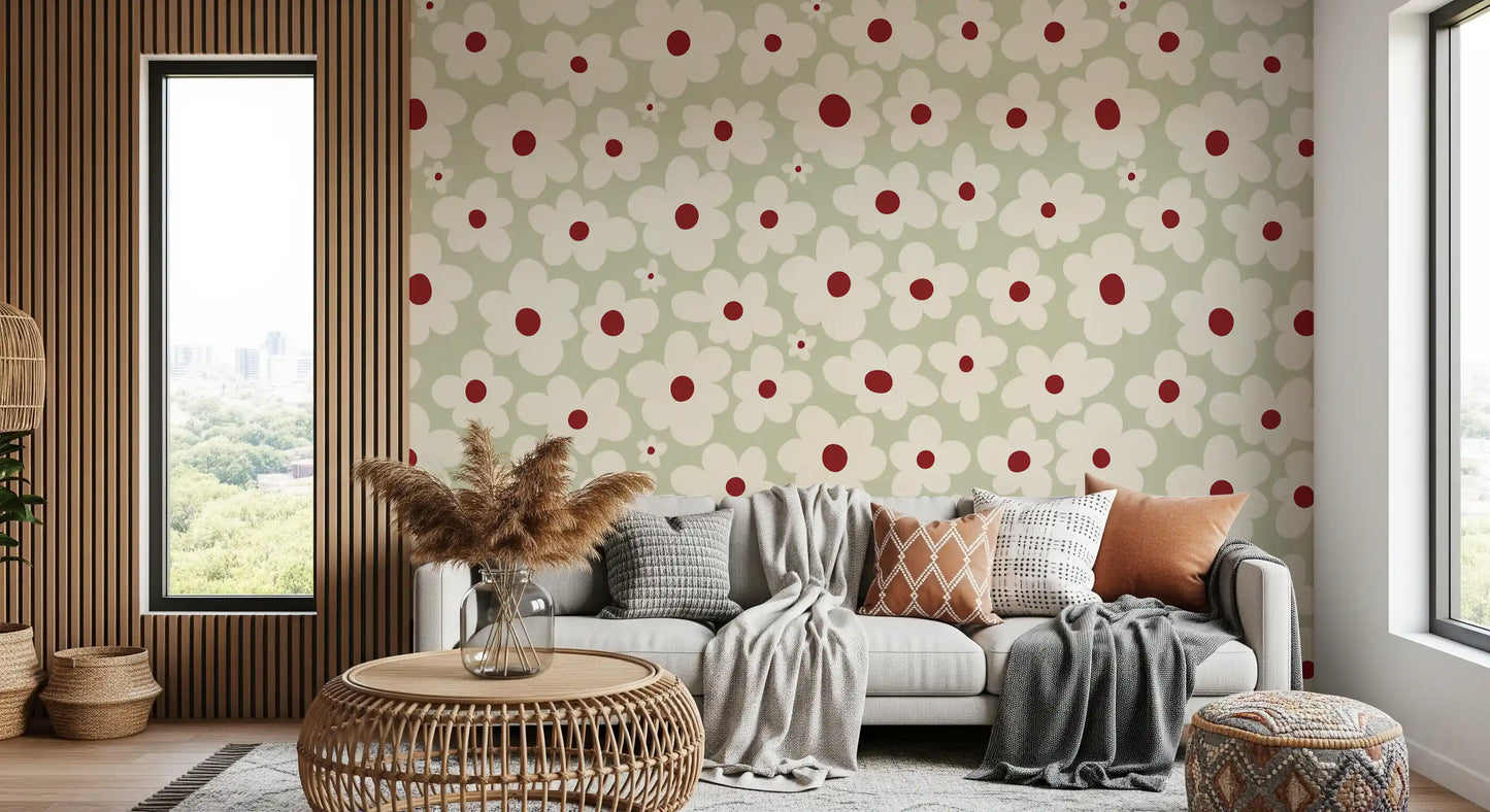 Murale da parete Retro Sage Daisy Meadow