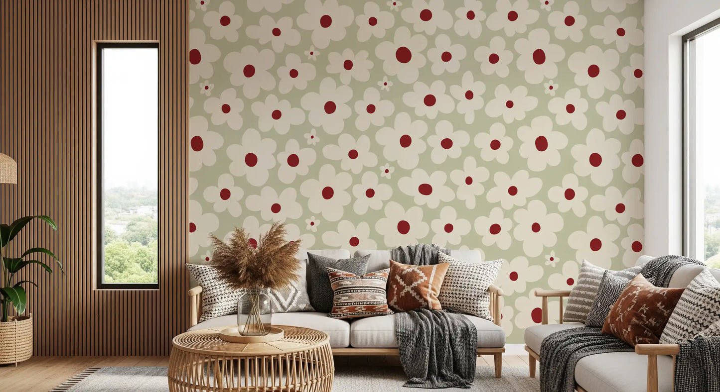 Murale da parete Retro Sage Daisy Meadow