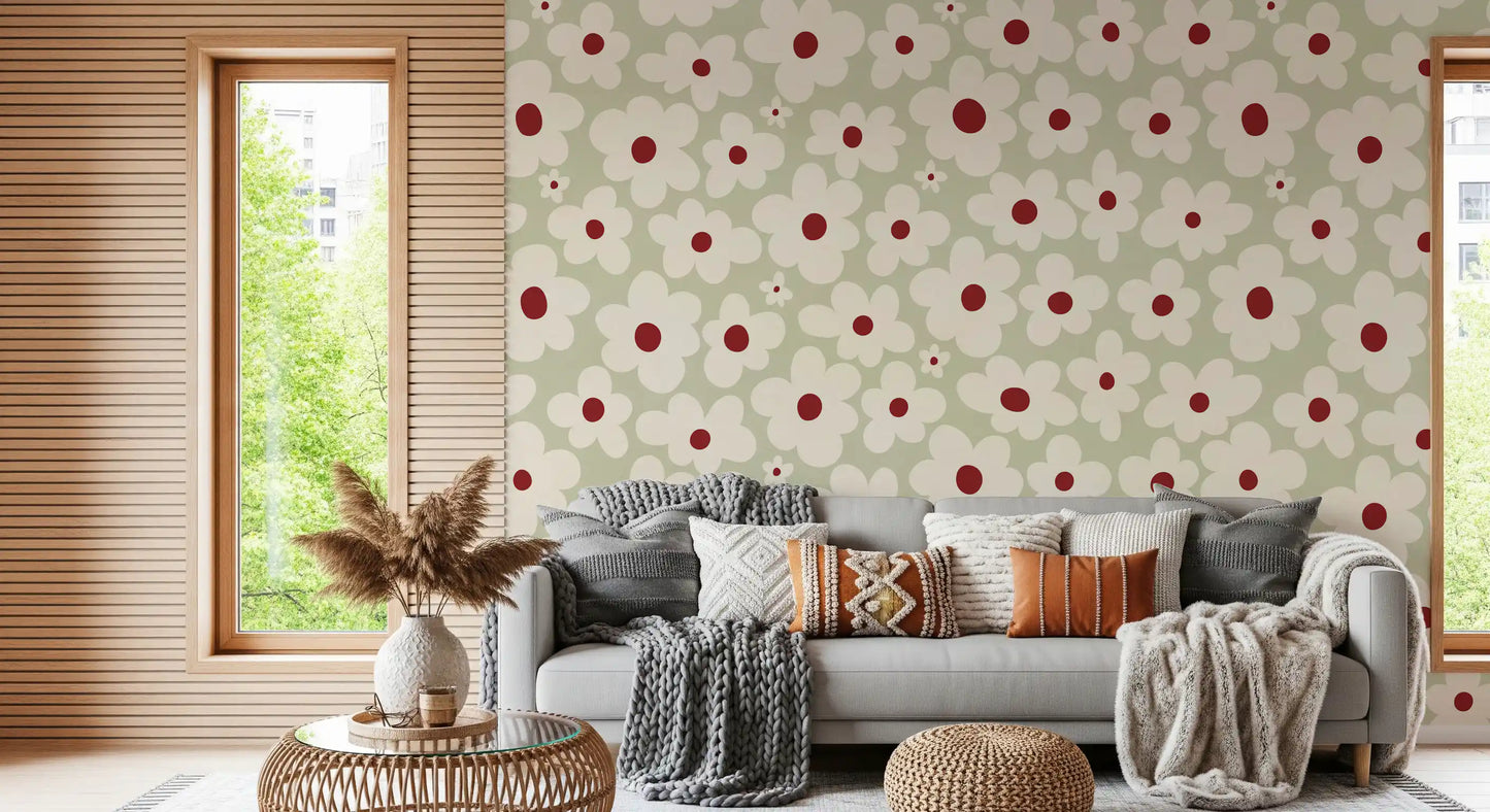 Murale da parete Retro Sage Daisy Meadow