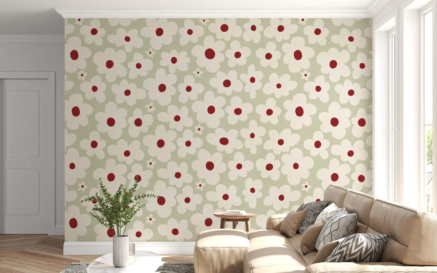 Murale da parete Retro Sage Daisy Meadow