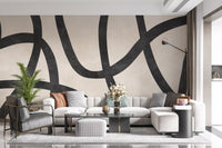 Monochrome Sculptural Loops Wall Mural