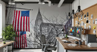 Patriotic Manhattan Cityscape Landmark Wall Mural