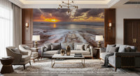 Golden Ocean Sunset Horizon Wall Mural