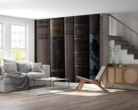 Vintage Library Book Spine Collection Wall Mural