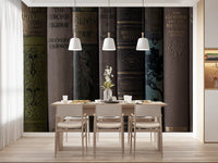 Vintage Library Book Spine Collection Wall Mural