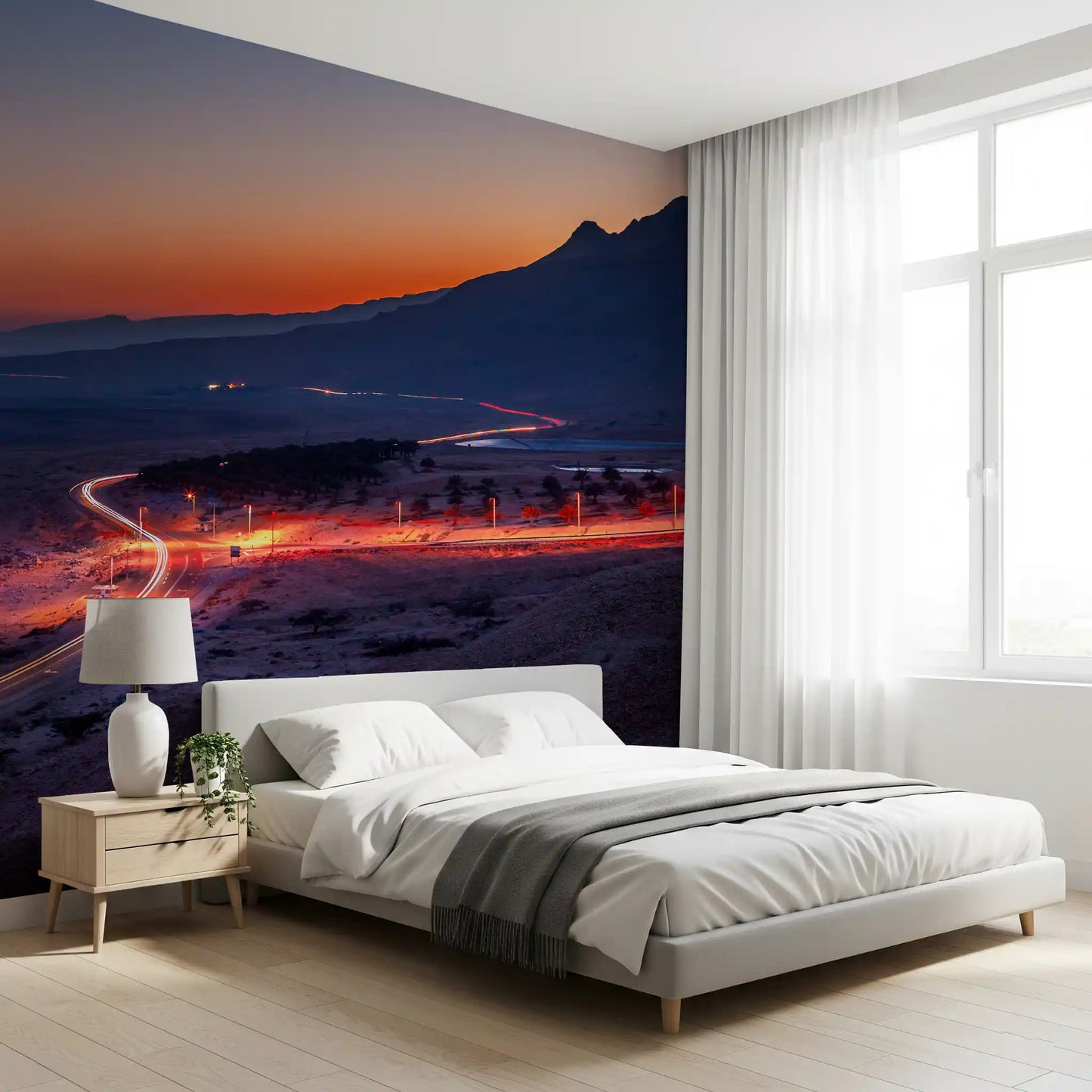 Desert Highway Sunset Horizon Wall Mural
