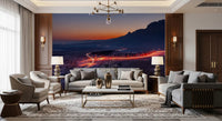 Desert Highway Sunset Horizon Wall Mural